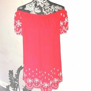 Altar'd State red dress w/ white embroidered lace